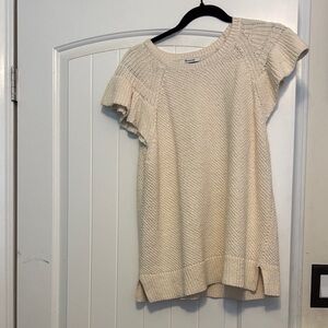 Madewell Cream Knit Ruffle Sleeve Blouse